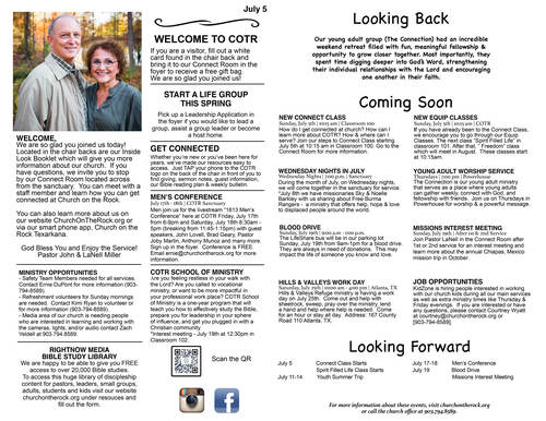 This week's COTR bulletin with announcements and events